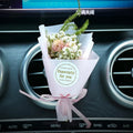 Car air conditioning vent clip with dried flower ornament and perfume bottle in various colour options