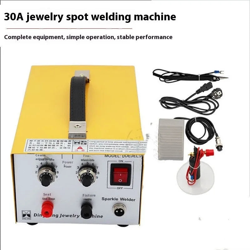 30A jewellery spot welder with foot pedal, pedestal, power cord, foot switch and soldering tweezers, 35 x 20 x 14 cm