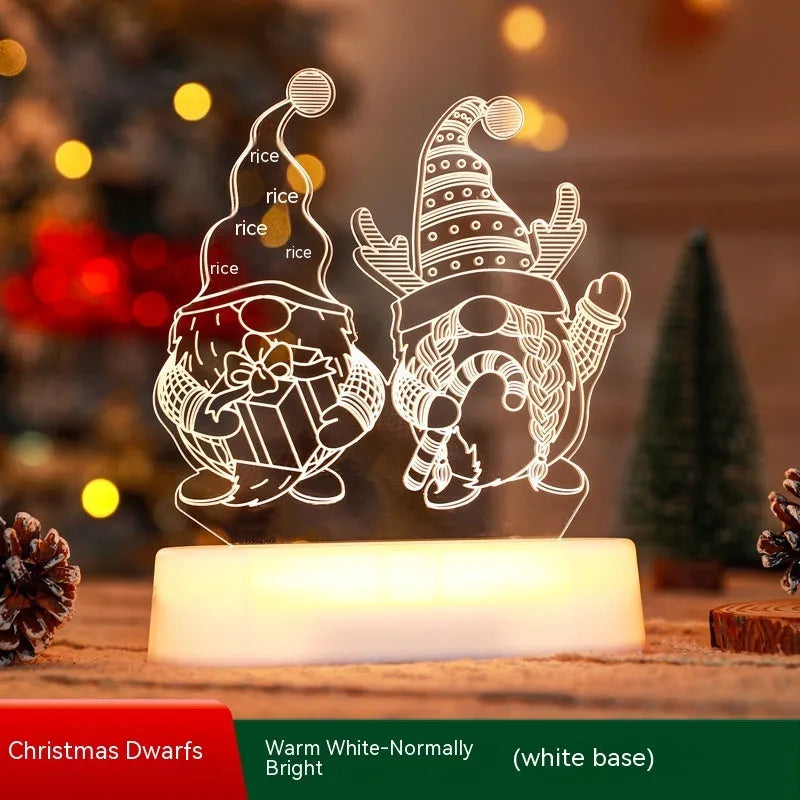 Acrylic Christmas LED night light with 3D holiday designs