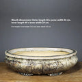 Handmade ceramic flower pot with 48cm diameter in dark Kun glaze from Guangdong Foshan