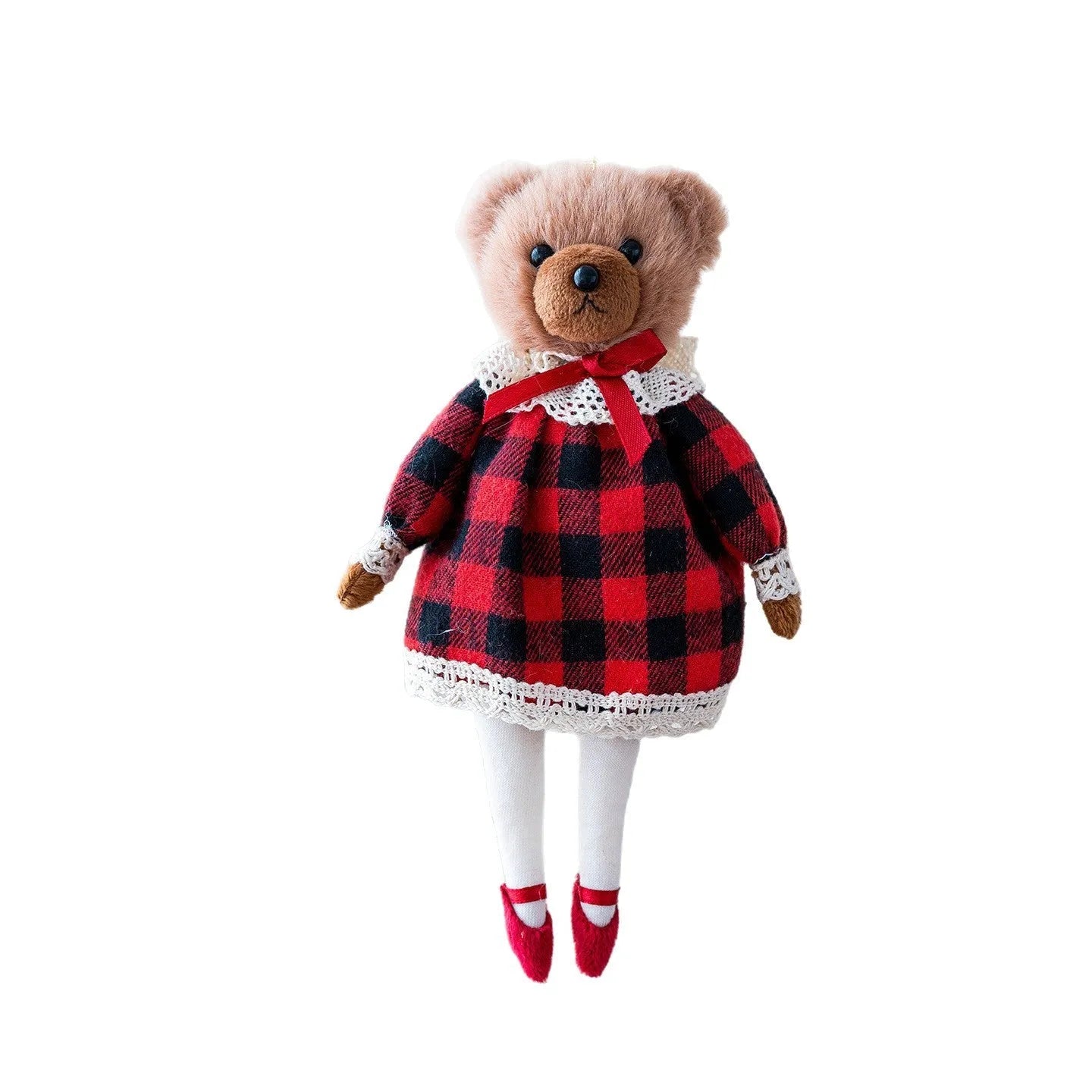 Cotton plush couple bear doll with plaid suit in princess bear or gentleman bear colour options