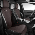 Ultra thin leather car seat cover with gradient drilling holes in Hermes Orange colour on a standard car seat.