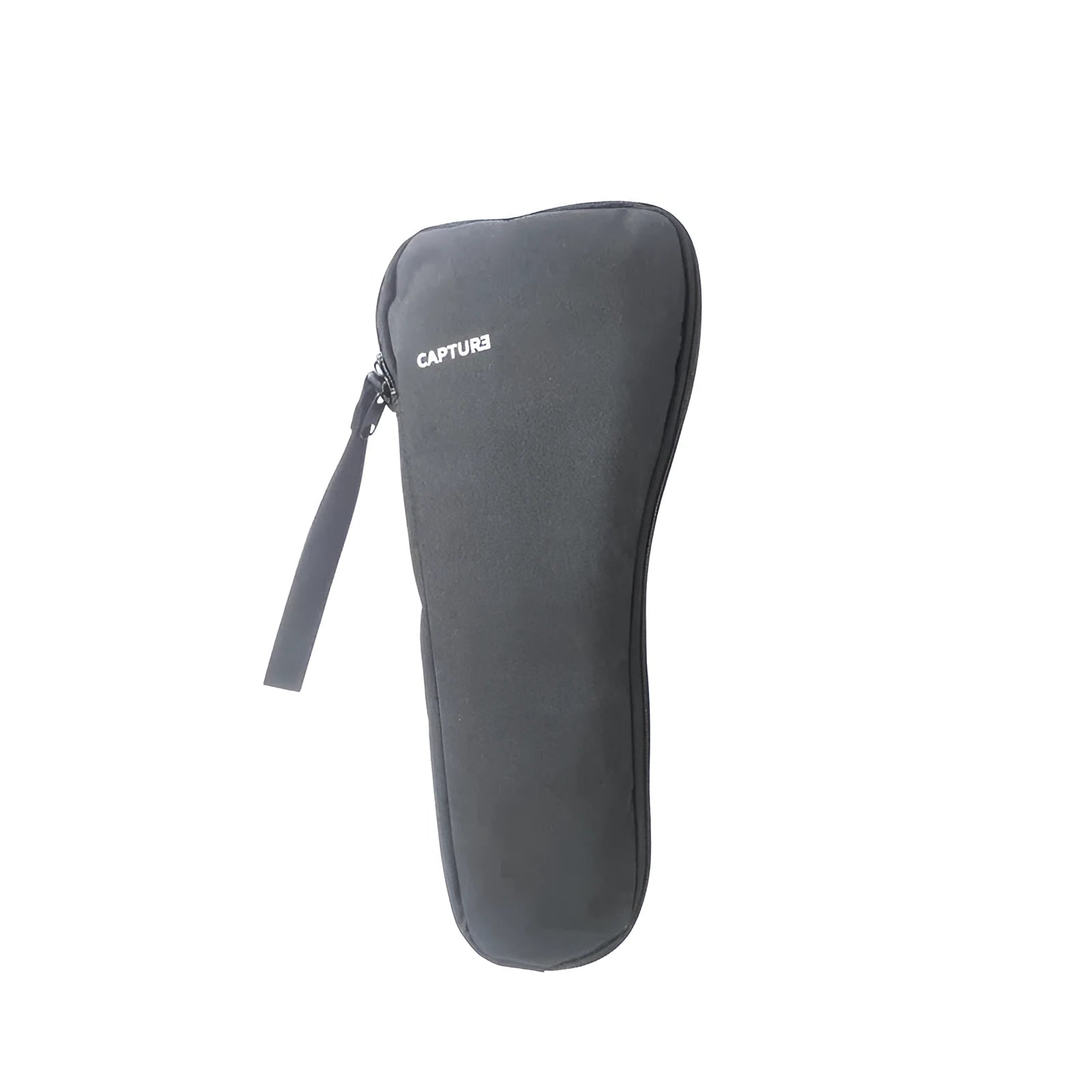 Black cloth storage bag for mobile phone stabilizer, open to show padded foam interior and dual zippers.