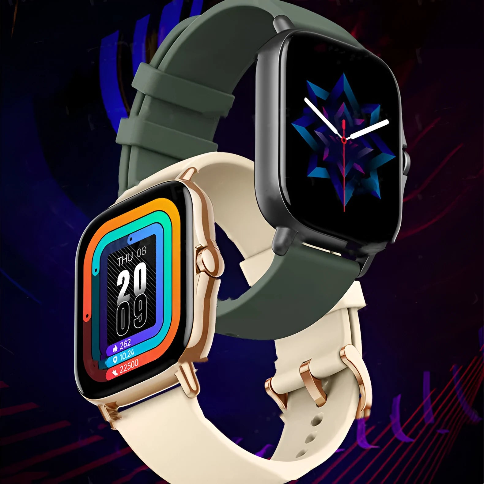 GT20 smart watch with black alloy case and silicone strap showing 1.75-inch touch screen display