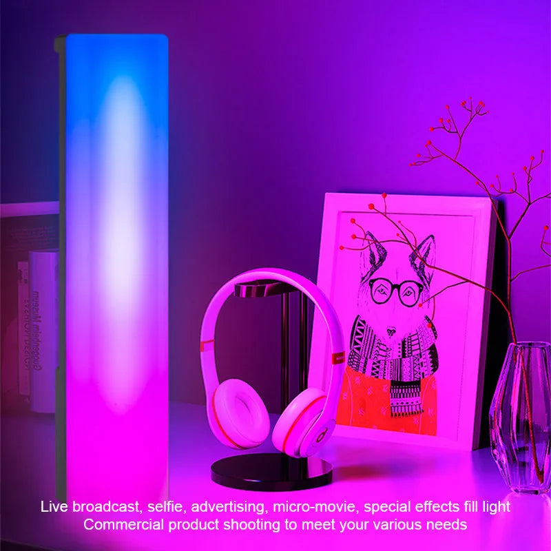 3D RGB pick-up table top ambience lamp in black or white with voice and music activation.