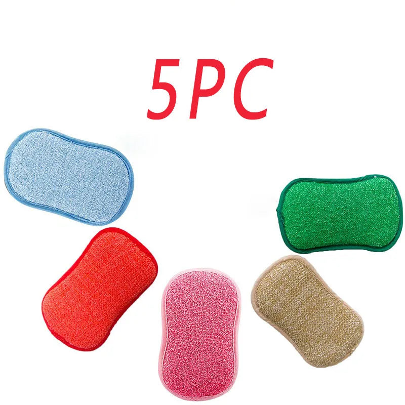 Double-sided kitchen cleaning sponge with polyurethane core and assorted dishcloths set of 11 pieces