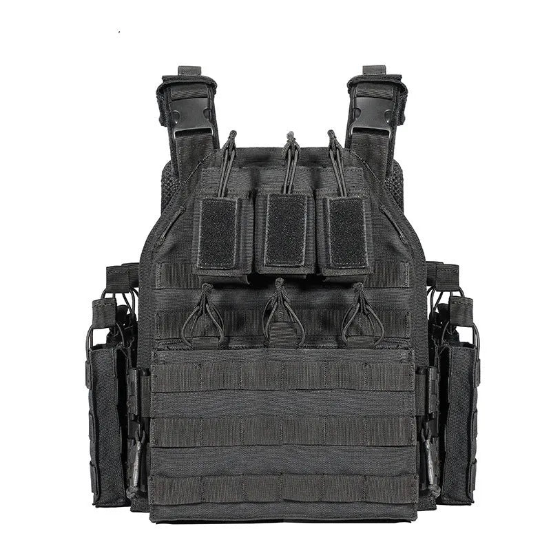 Outward quick dismantling 6094 tactical vest in black CP camouflage with adjustable waist and 1000D polyester construction for outdoor training