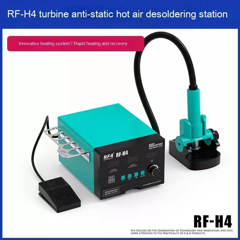 RF4H2 digital hot air gun with three nozzles and sleep handle rack for BGA chip repair