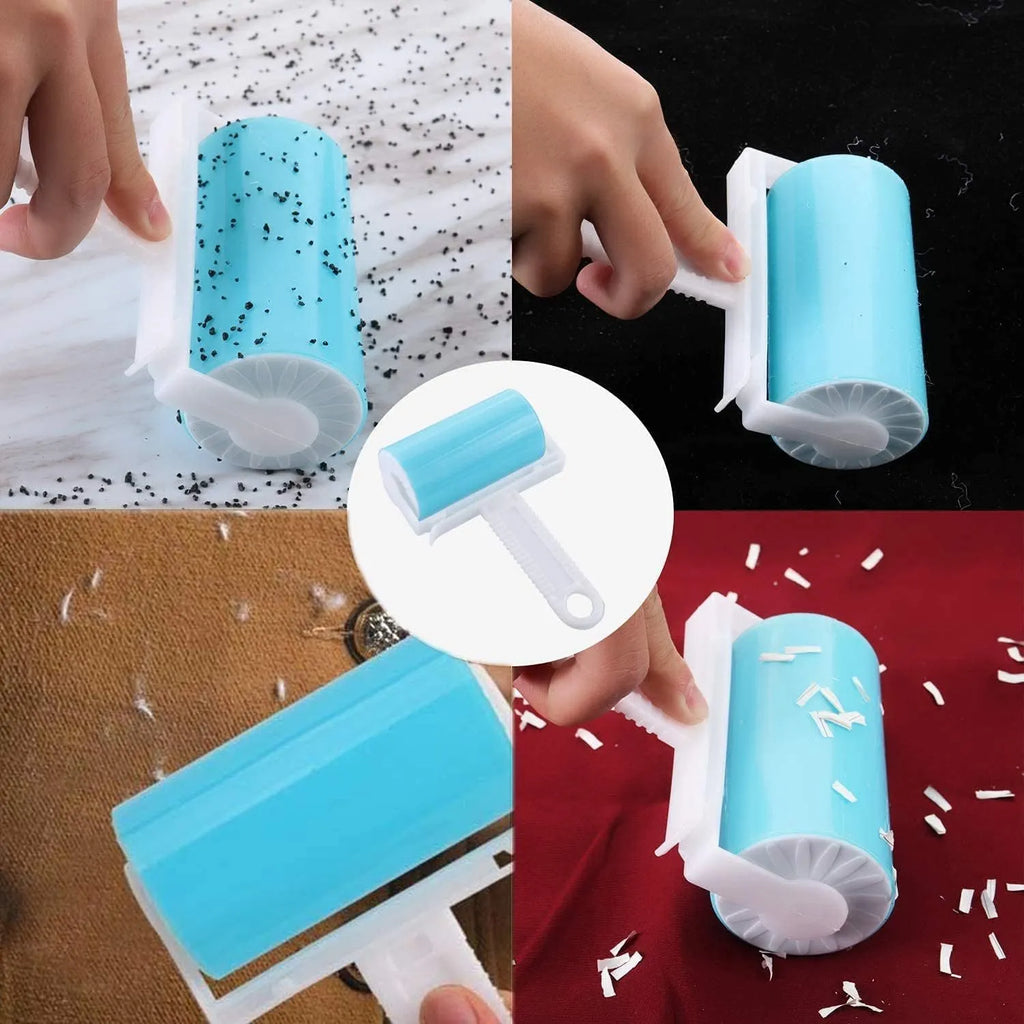 Washable reusable lint roller with protective cover for pet hair removal from fabrics