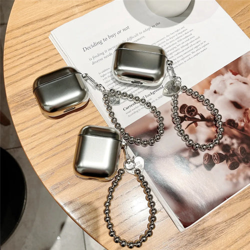 Matte plating AirPods protective case showing electroplating finish on TPU material