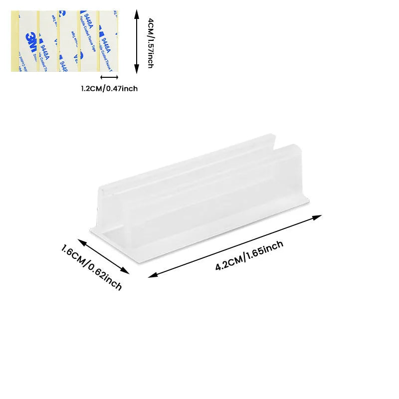 Plastic adhesive wall-mounted bracket for data cable management in bedroom bedside setting, available in multiple pack sizes