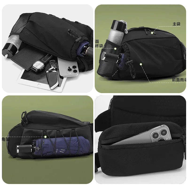 Unisex nylon backpack with detachable waist bag in five colour options