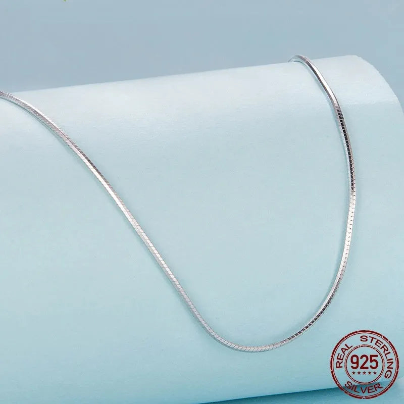 S925 sterling silver electroplated pendant necklace snake bones chain silver colour 45cm length