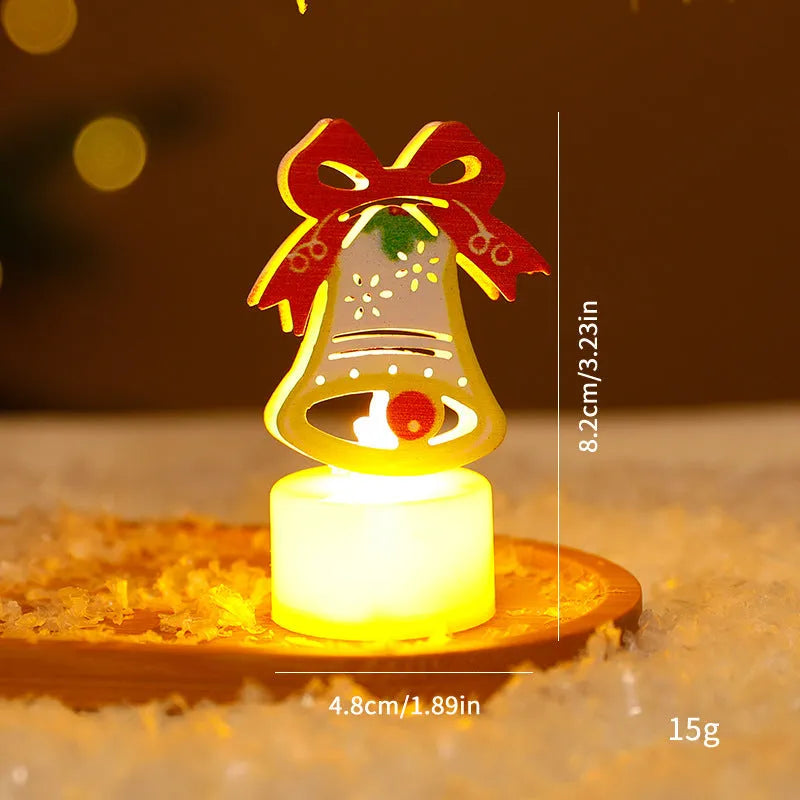 LED electronic candle lights including Santa Claus, snowman, Christmas tree, and bell shapes