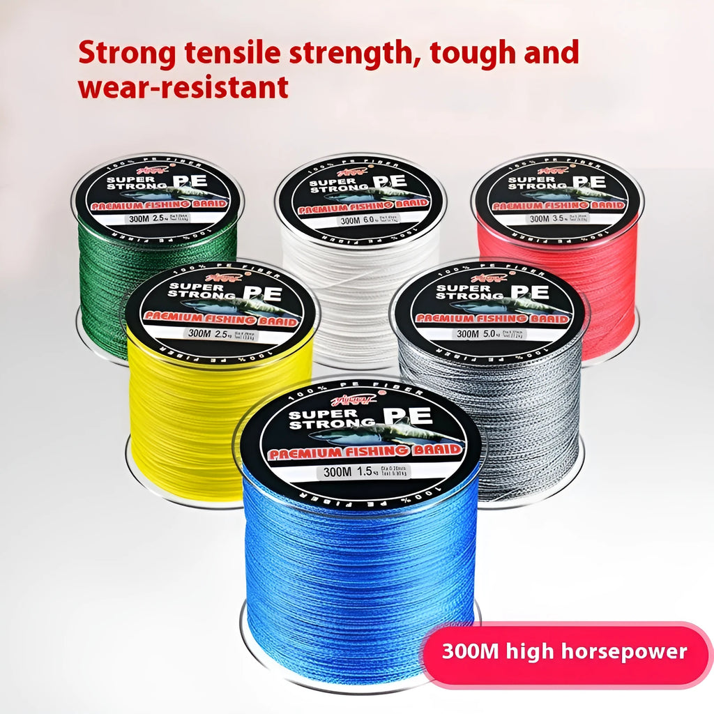 Dali Mayu 300 metre PE fishing line spool in multiple colour options with 0.4 to 3.5 line numbers