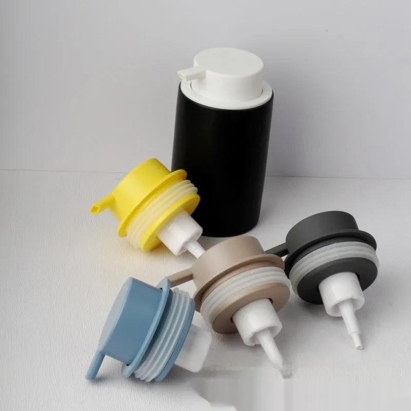 ABS plastic facial cleanser foam pump dispenser with large foaming head in metallic colours