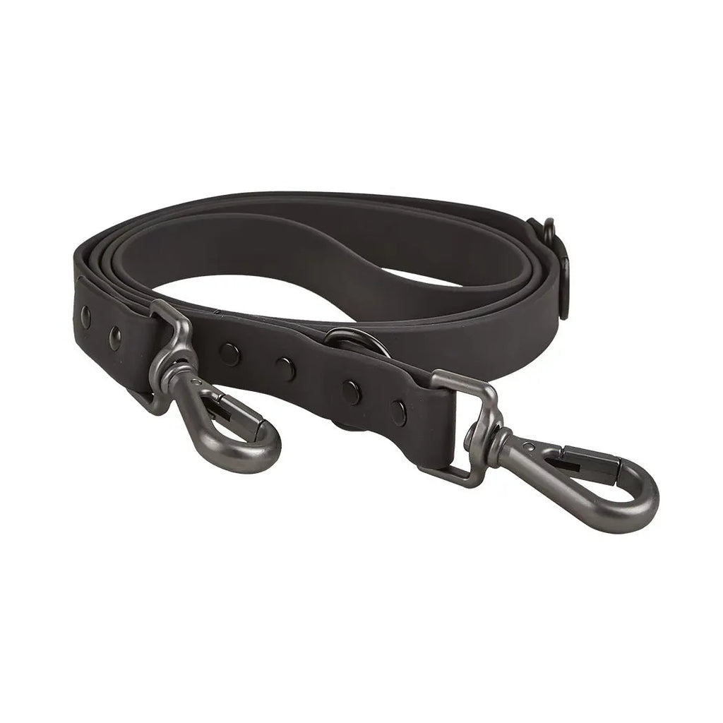 Dog tactical chest back and collar set in black PVC with leash and harness for outdoor training