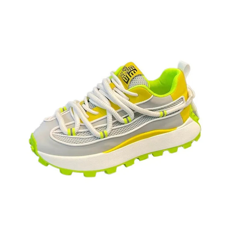 Height increasing casual board shoes white colour breathable mesh upper rubber sole elastic band