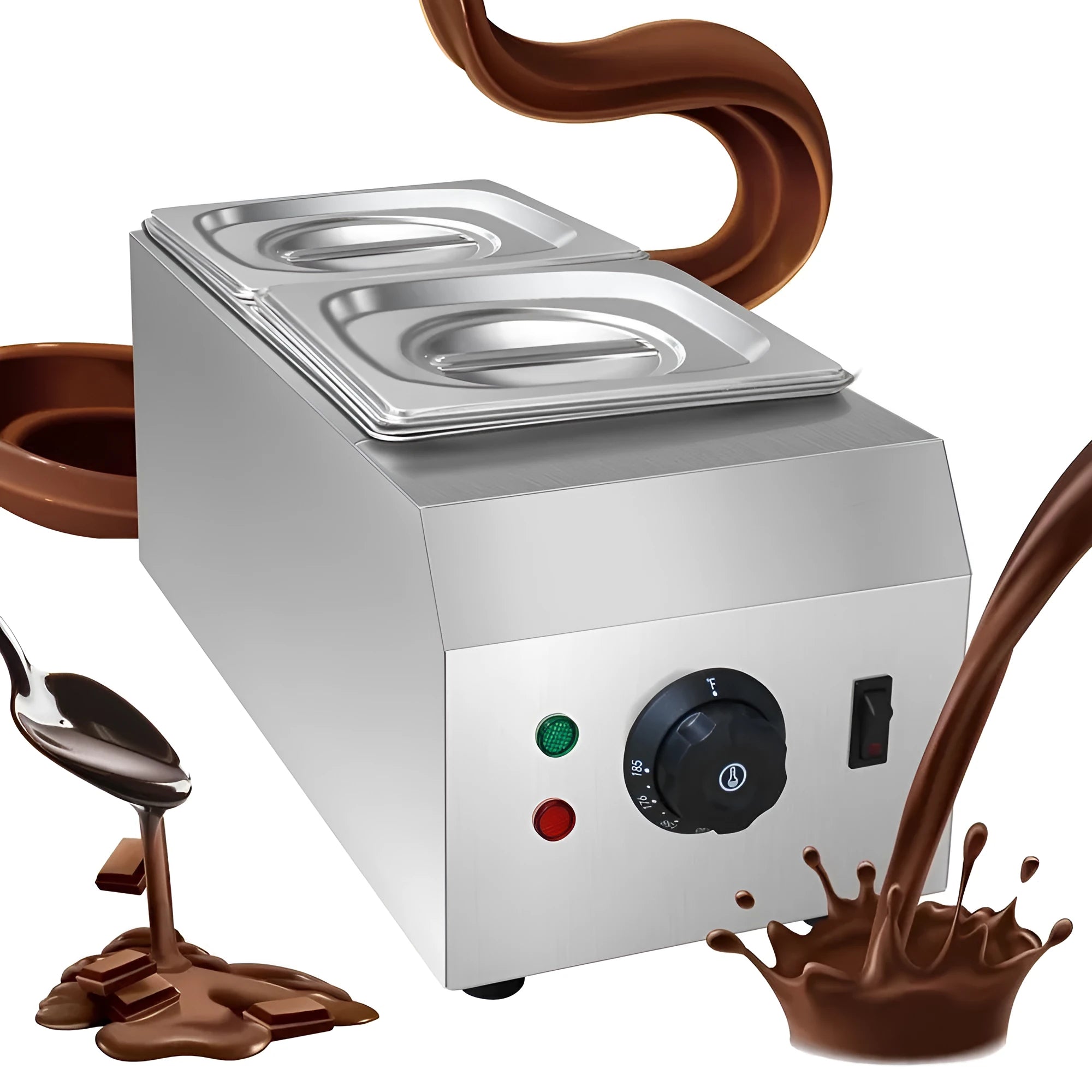 Commercial chocolate melting machine with stainless steel tank and temperature control display