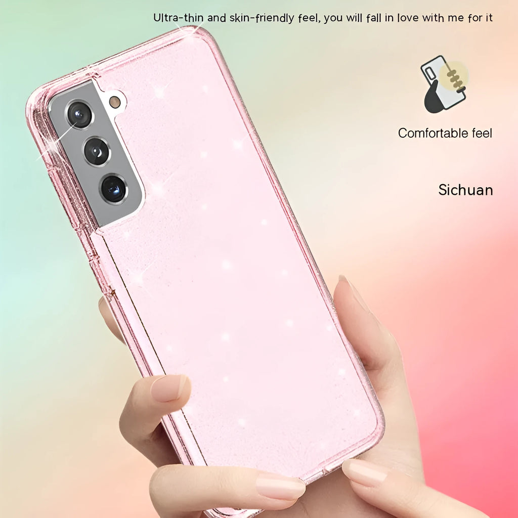 Samsung Galaxy drop-resistant phone case in flash white, TPU PC hard cover with shockproof anti-fingerprint design