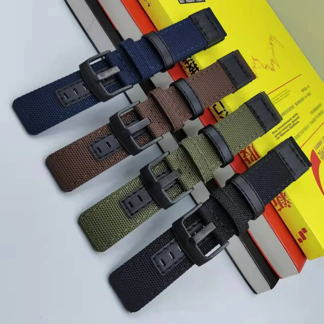 Oxford cloth watch strap in camouflage colour showing buckle and textured fabric, representative of the 20mm-24mm width options.
