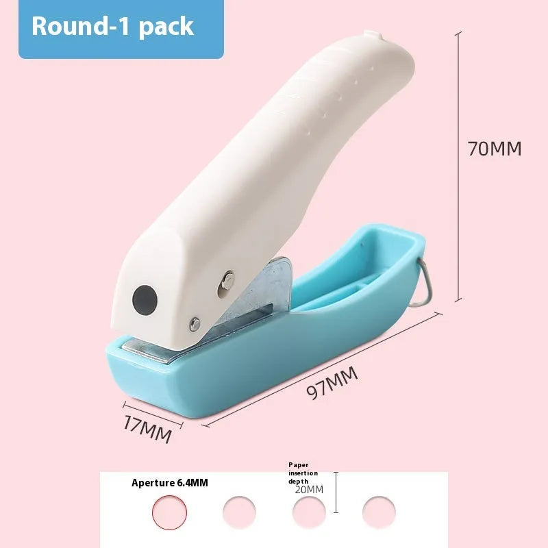 Small manual punching machine with four embossing heads: love, star, 4mm round, and 6mm round.