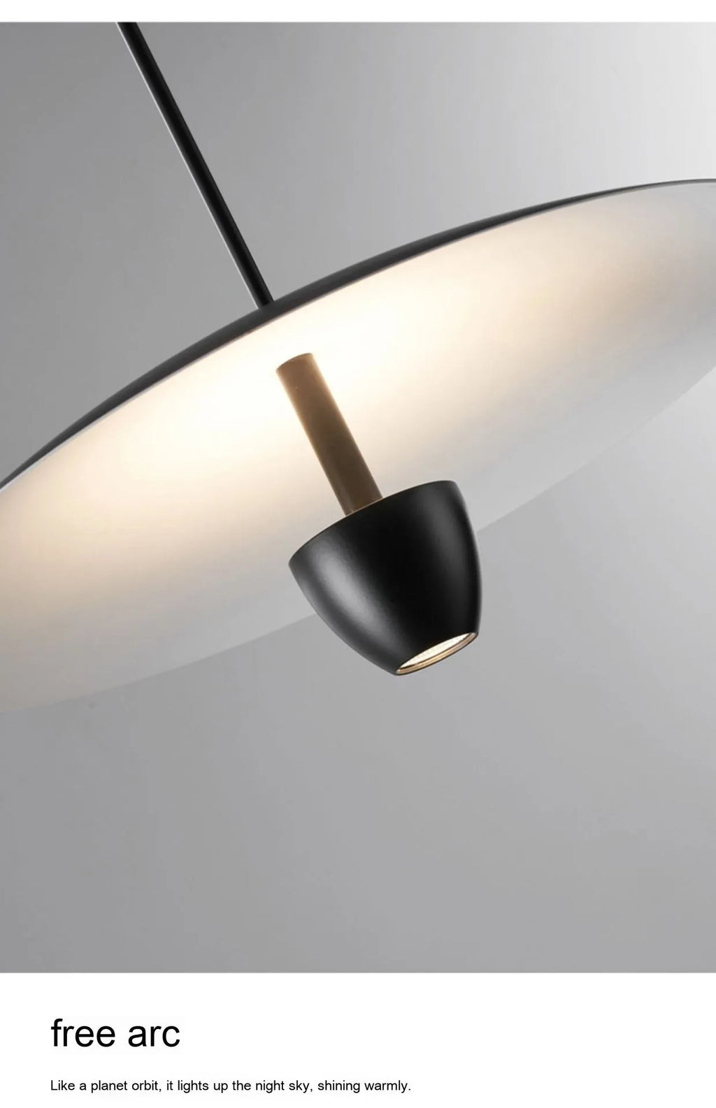 Black modern minimalist chandelier with 400mm diameter and warm white light