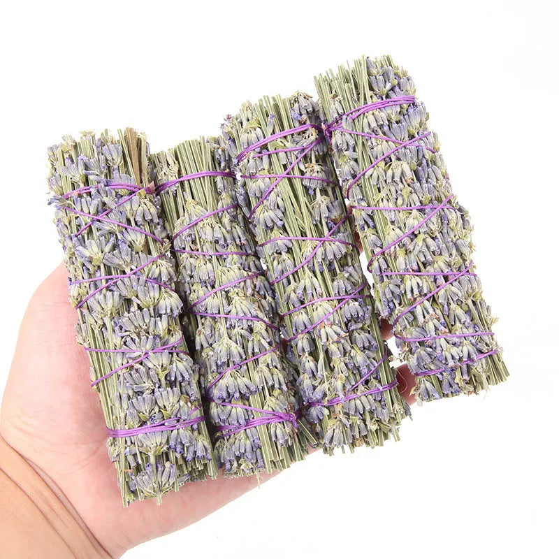 A 4-inch long lavender-scented dried flower aromatherapy stick for fresh air.