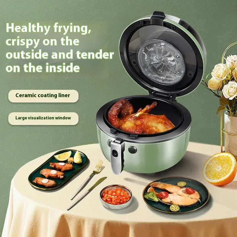 8-litre mechanical button air fryer oven with glass viewing door and nano-ceramic coated cooking pot