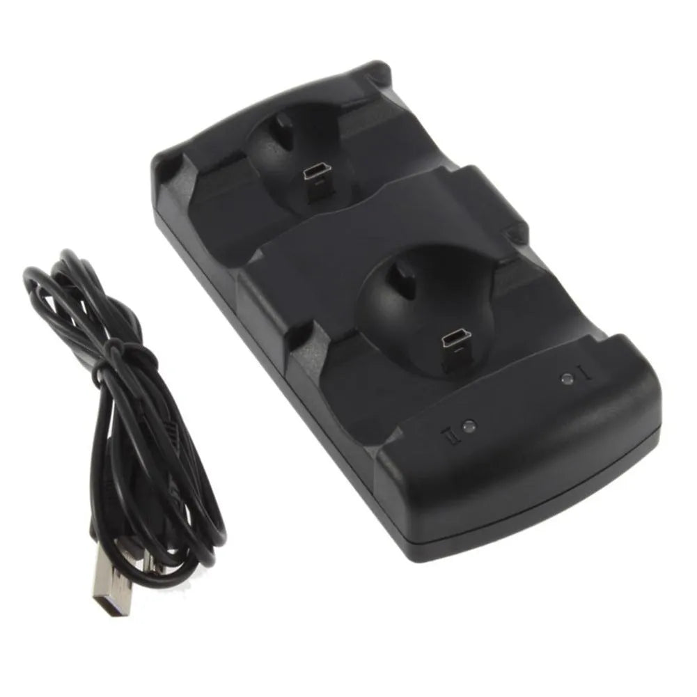Black PS3 dual charger with charging stand for two PlayStation 3 controllers