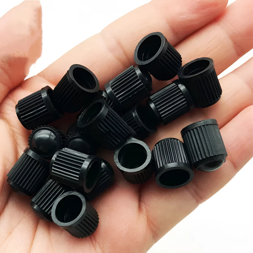 Black rubber screw-on tubeless valve with American mouth standard and ordinary core cavity for GM models, 100 or 200 pack.