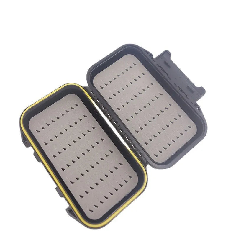 Fishing Double-sided Waterproof Fly Box Fly Fishing Gear Box ABS Impact-resistant Plastic 135x80x30mm with Silicone Sealing Ring and Foam Insert Black Lure Storage Case