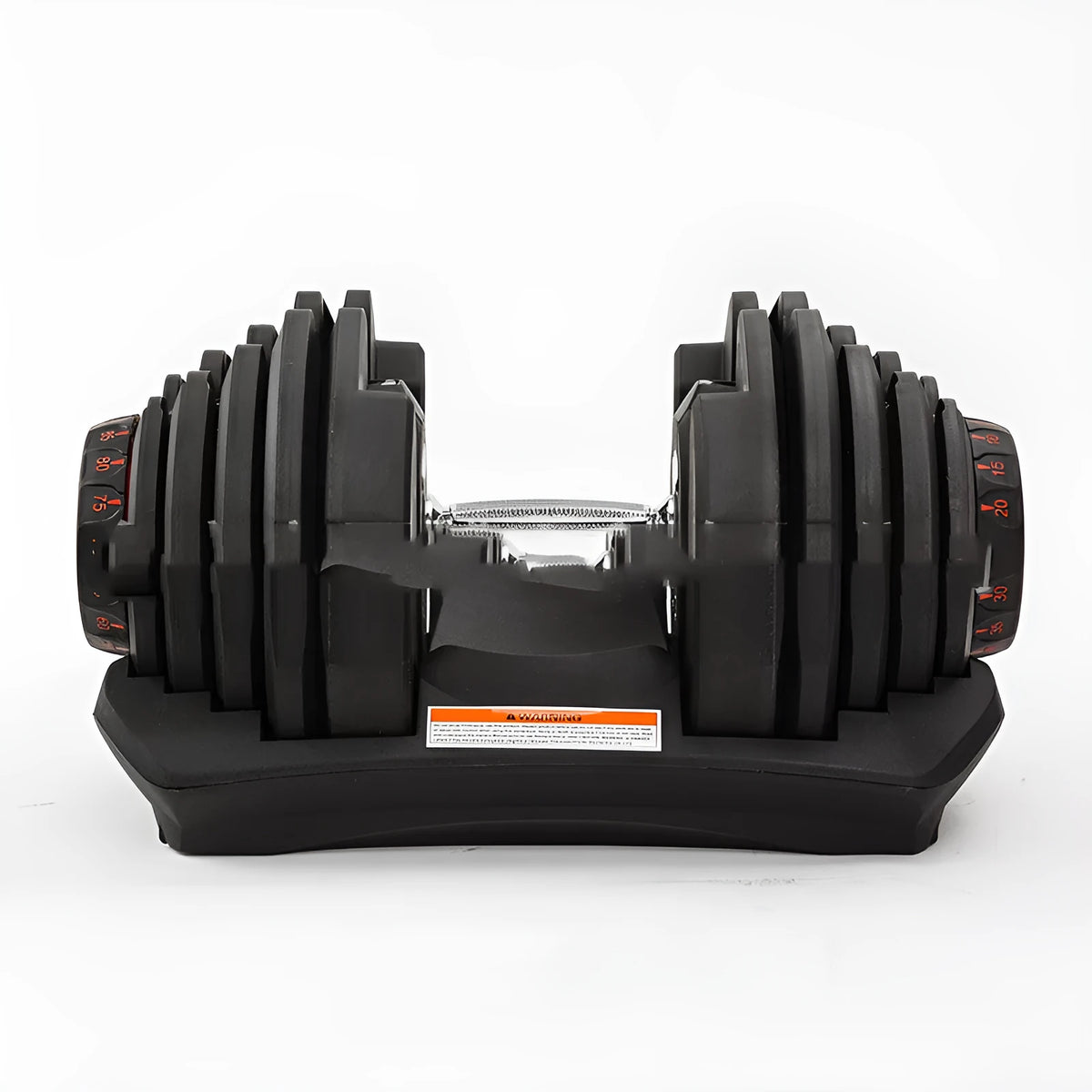 Men's black automatic quick fitness adjustment dumbbell with iron and plastic construction, single unit for home gym