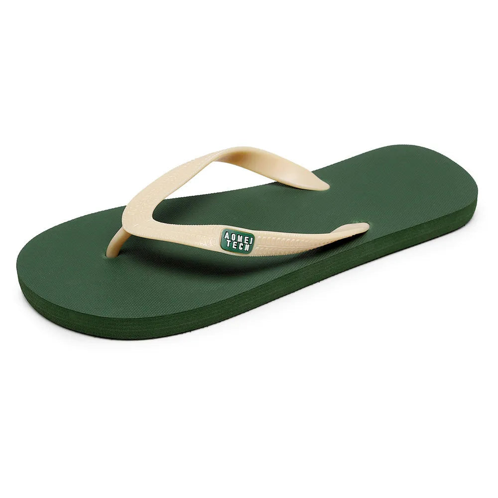 Men's black flip-flop slippers with a textured rubber sole and EVA upper.