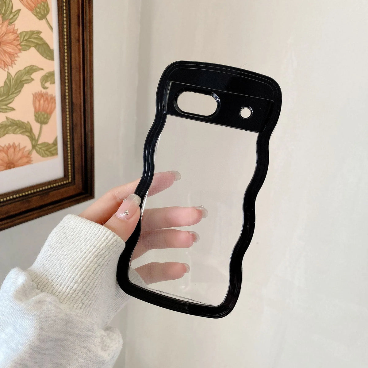 Two-in-one wave shell transparent phone case with coloured PC TPU hem for Google 10 Pro, 10, 9 Pro, 9, 7a, 8a and 9a