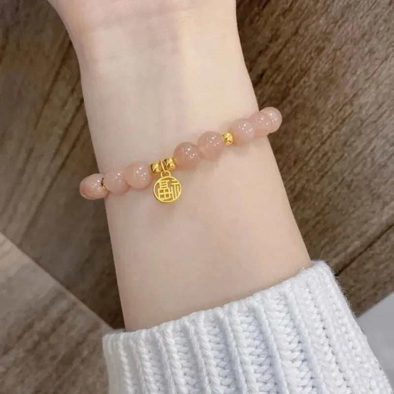 Chinese style glass bracelet with bamboo joint design elements in multiple colour options