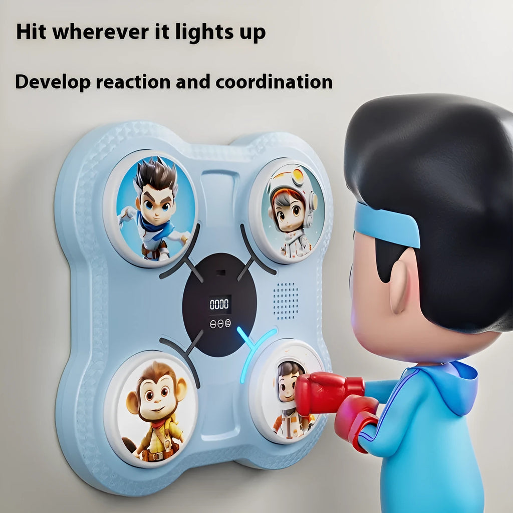 Smart music boxing machine wall target in white, pink, black or blue with optional boxing glove