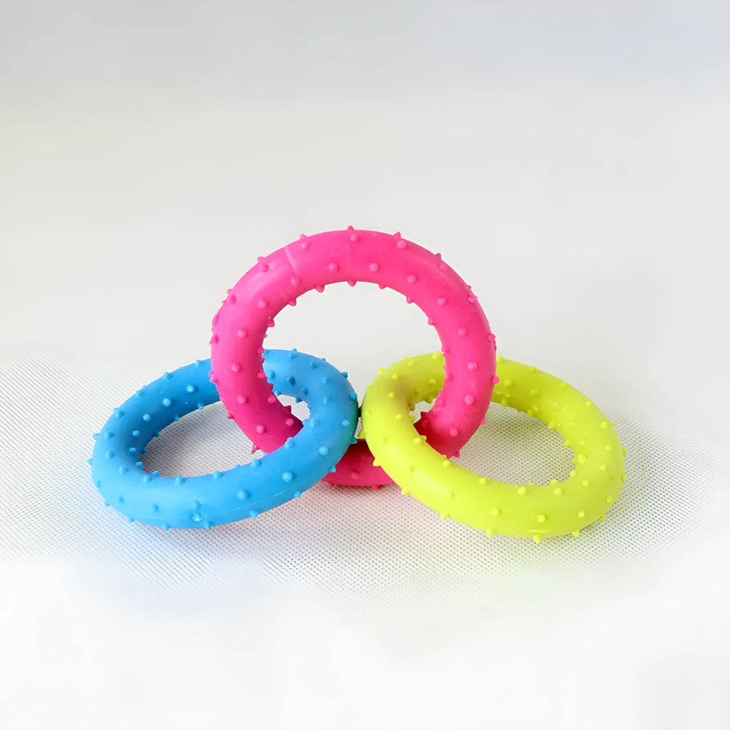TPR rubber three-chain dog molar chew toy for aggressive chewers