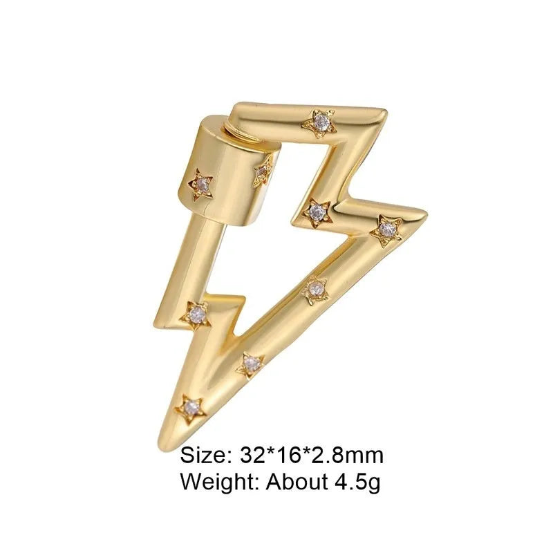 Copper climbing heart-shaped metal button with micro inlaid zircon stones, showing spring fastener and screw buckle style options.