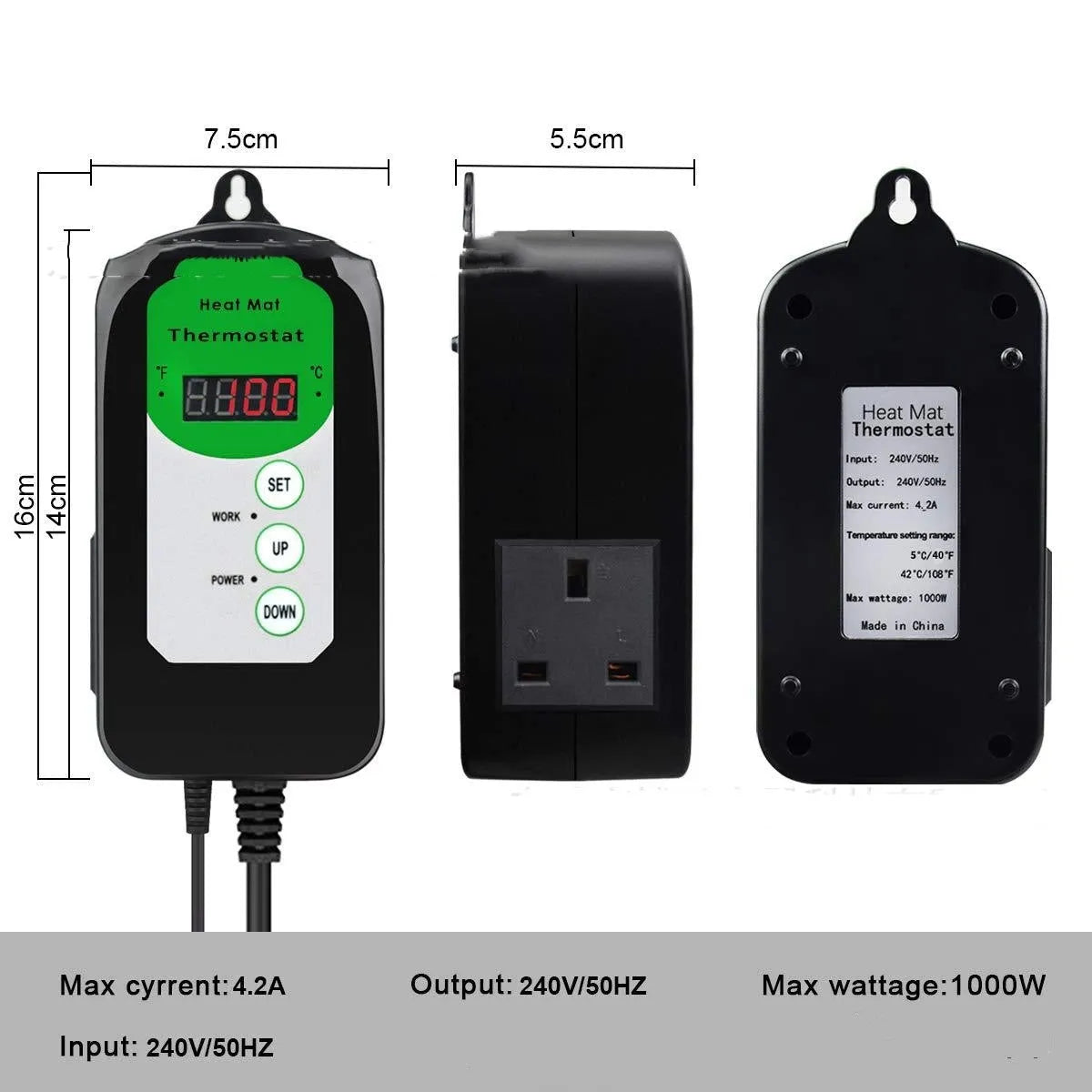 BH1912020 digital temperature and humidity controller unit with display showing readings