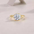 Moissanite wedding ring set with round 9.0mm stone in S925 silver and gold plating, sizes 5 to 9
