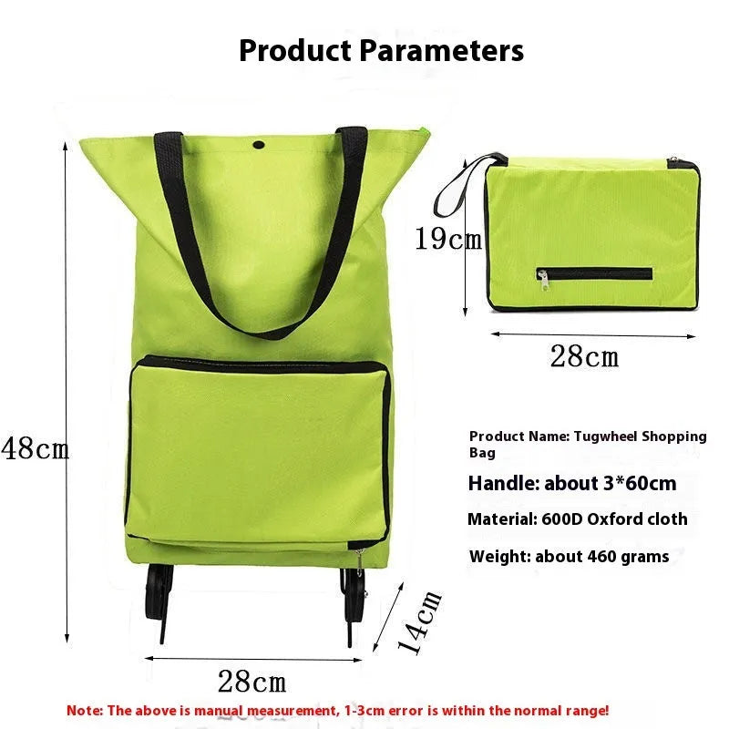 Folding shopping cart trolley bag with stainless steel frame in Black Geometry colour