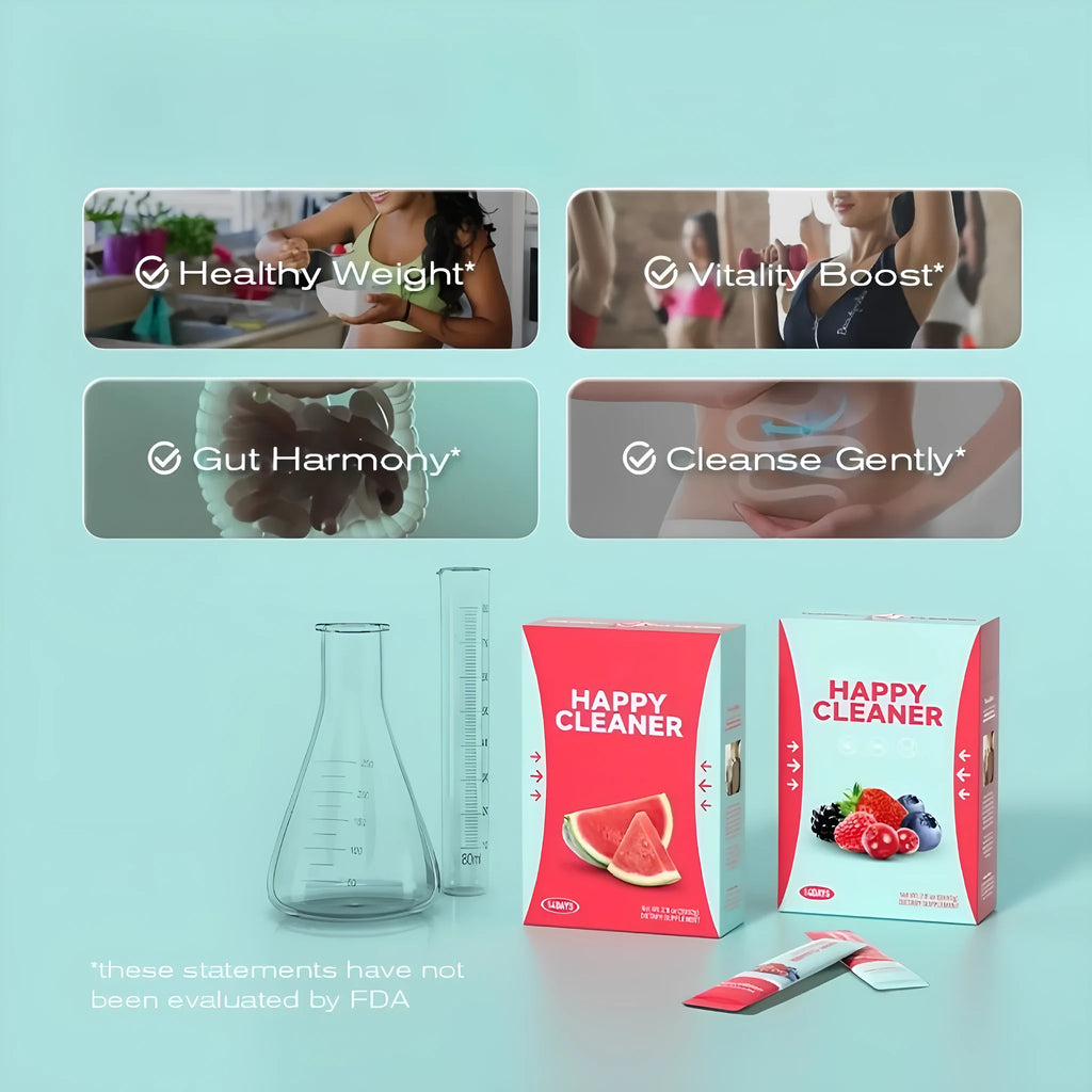 Watermelon Electrolytic Powder HAPPY CLEANER sachet pack, adult hydration supplement, strawberry and watermelon flavours