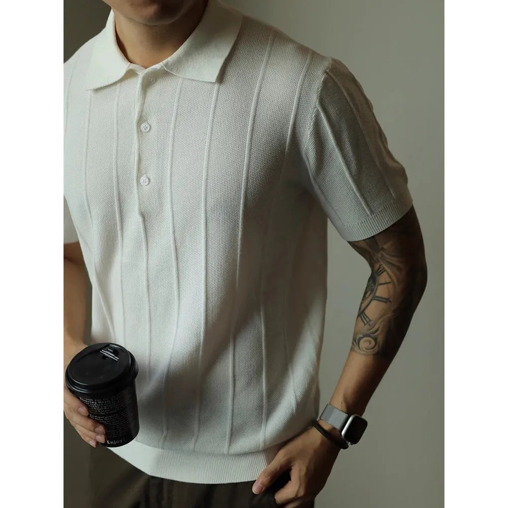Men's loose fit solid colour T-shirt in black and white polyester fabric