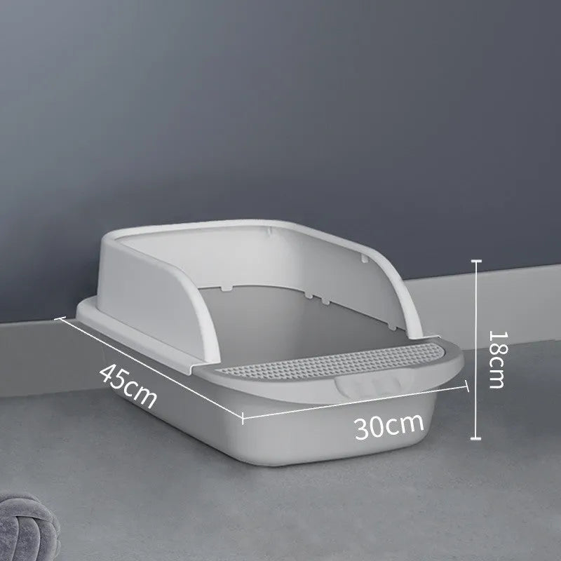 Super large plastic cat litter box with free-combination design in pink, grey, and blue