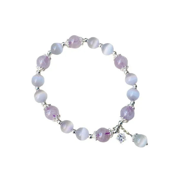 Women's crystal moon bracelet with opal amethyst colour and manual craftsmanship details