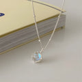 Women's 925 silver curb chain necklace with a round geometric stone pendant.