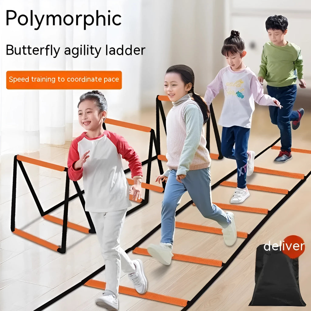 Butterfly ladder children's agility training equipment with plastic rungs and training rope ladders