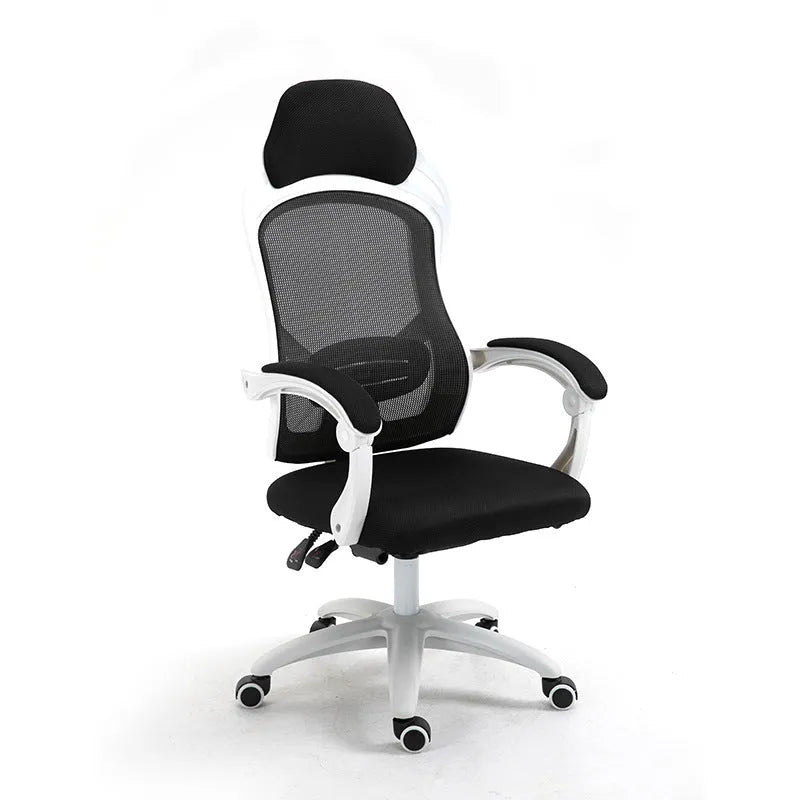 Rotating black computer gaming chair with linkage armrests and high resilience sponge seat cushion