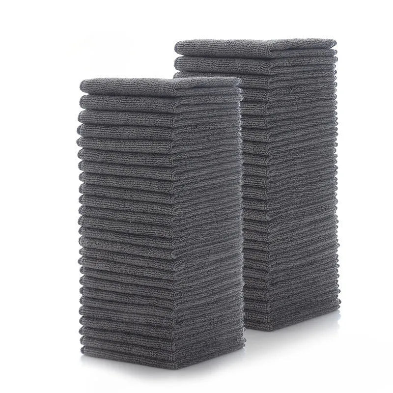 Grey square microfiber kitchen cleaning cloth for oilproof decontamination on pots and bowls